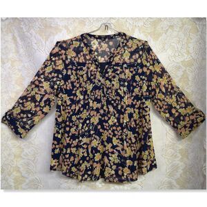 Cocomo Woman Womens Plus Size 2X Abstract Floral Sheer Garden Girl Blouse Top